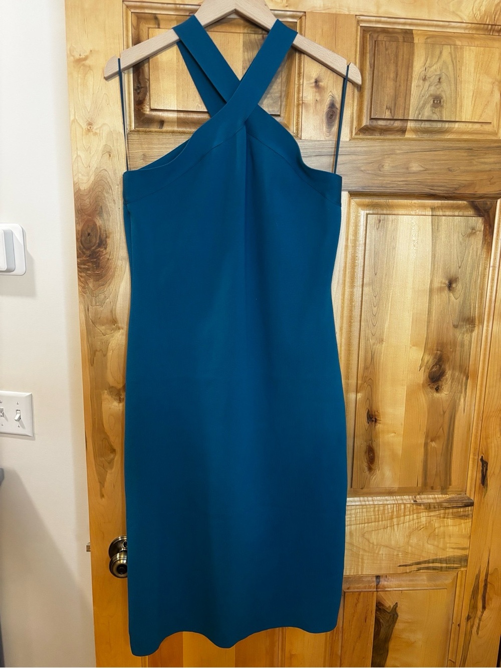 Sincerely Jules Teal Cross-Back Midi Dress
